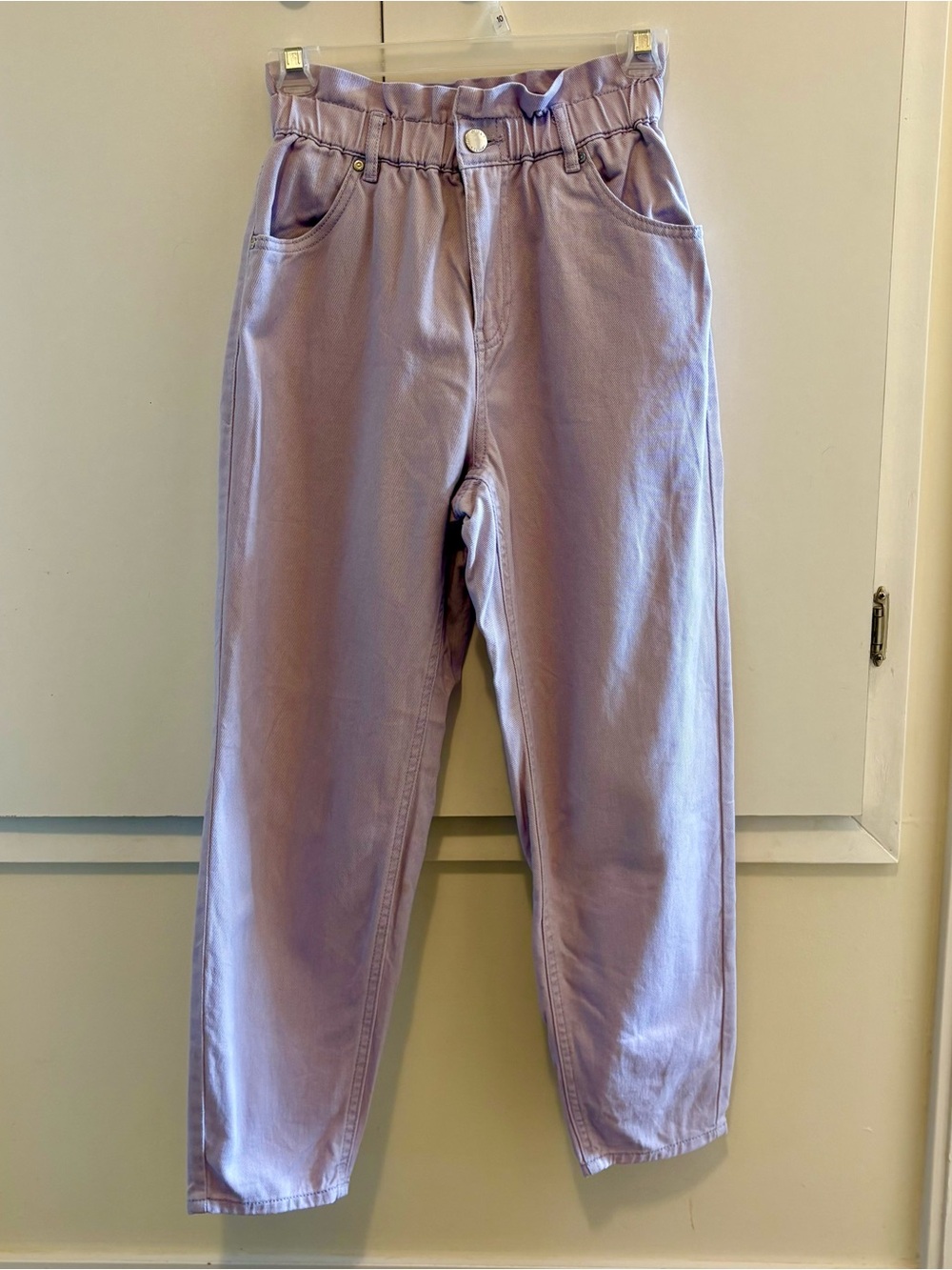 Soft Lilac Paper Bag High Waisted Pants